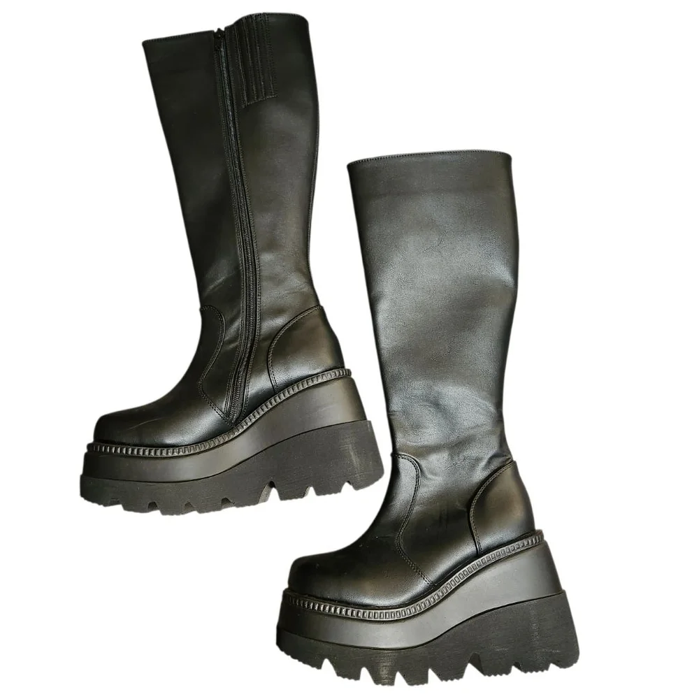 Demonia Shaker Black Platform Boots Womens Size 7 - Picture 6 of 12
